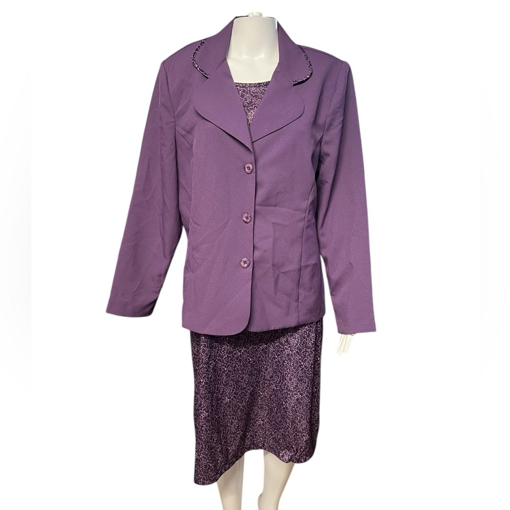 Vintage Blair - Women’s Purple Dress w/ Blazer 2pc. Set Sz. 16